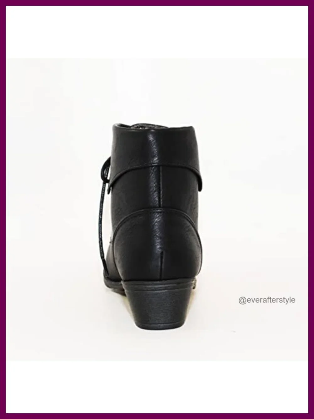 Foldover Lace Up Low Chunky Heel Ankle Booties Leather